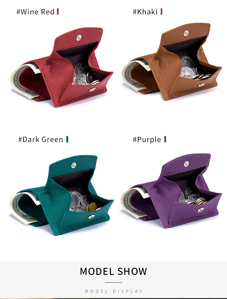 New Women Genuine Leather Purses Female Cowhide Wallets Lady Small Coin Pocket Rfid Card Holder Mini Money Bag Portable Clutch