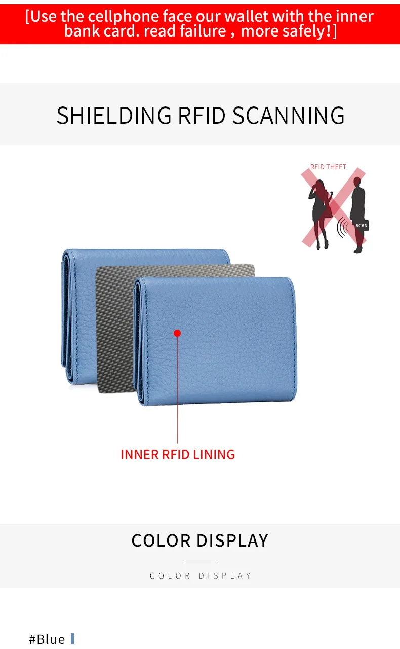 New Women Genuine Leather Purses Female Cowhide Wallets Lady Small Coin Pocket Rfid Card Holder Mini Money Bag Portable Clutch