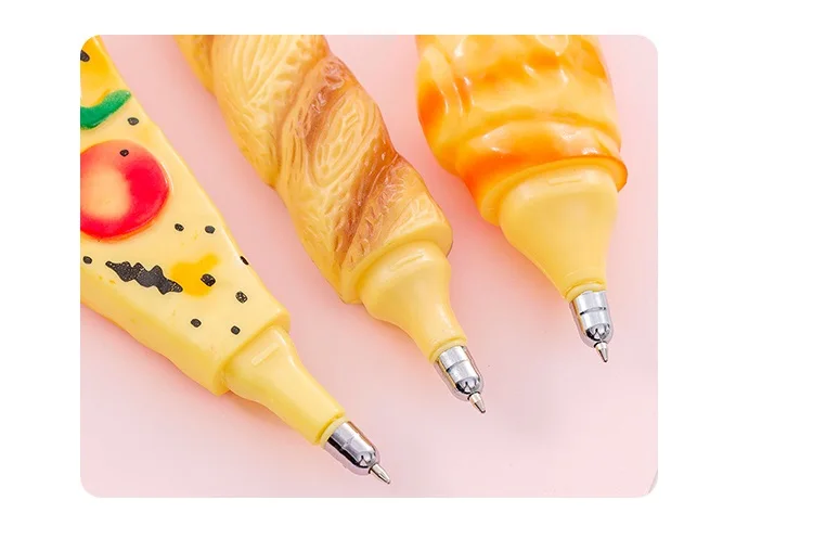Novelty Bread Ballpoint Pen Magnetic Pizza Croissant Baguette Black Color Ink Roller Ball Pens Fridge Magnet School Gift F745