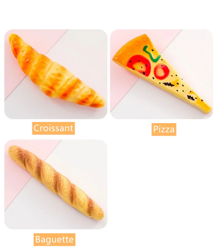 Novelty Bread Ballpoint Pen Magnetic Pizza Croissant Baguette Black Color Ink Roller Ball Pens Fridge Magnet School Gift F745