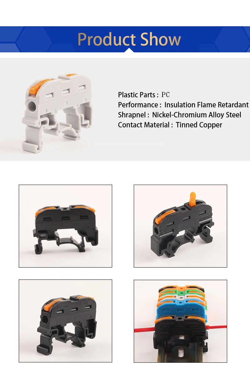 Quick Wire Connector 211 Din Rail Type Press Terminal Instead Of UK2.5B Compact Splicing Conductor Cable Terminal Block SPL
