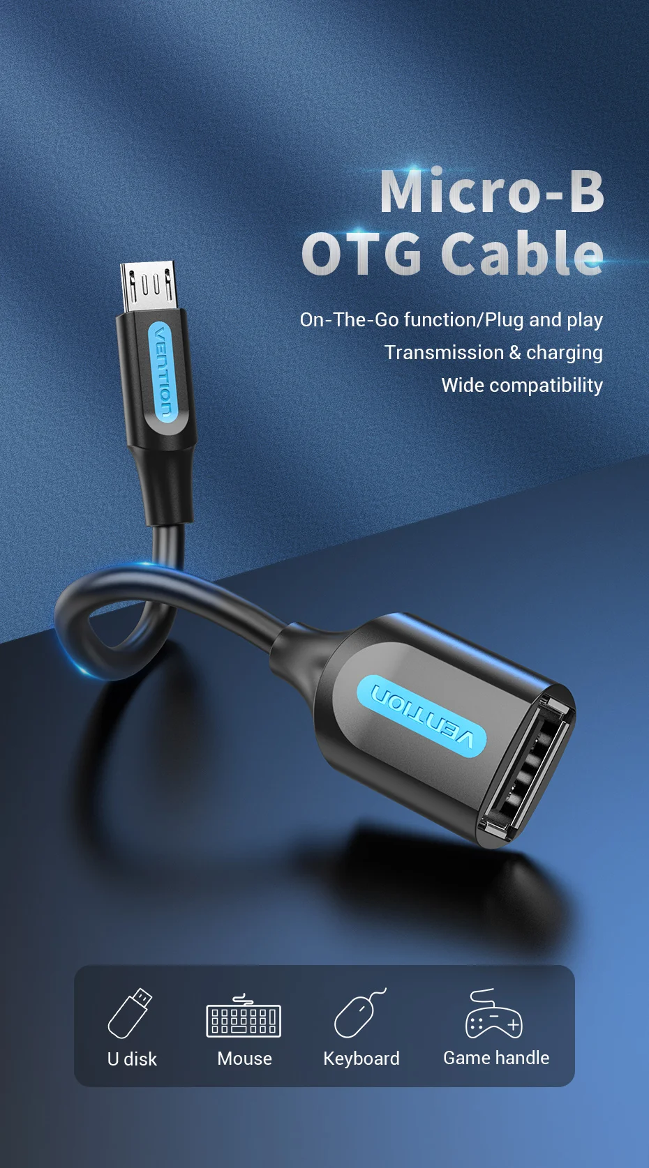 Vention Micro USB OTG Cable Micro USB Male to USB Female Cable Adapter for Samsung S6 Xiaomi Android Phone USB 2.0 OTG Adapter