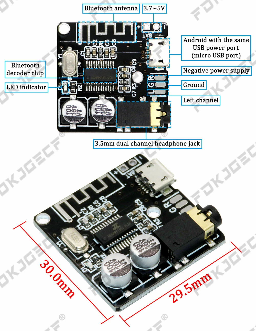 Bluetooth Audio Receiver board Bluetooth 4.1 5.0 Pro MP3 lossless decoder board Wireless Stereo Music Module Micro / Type-C USB