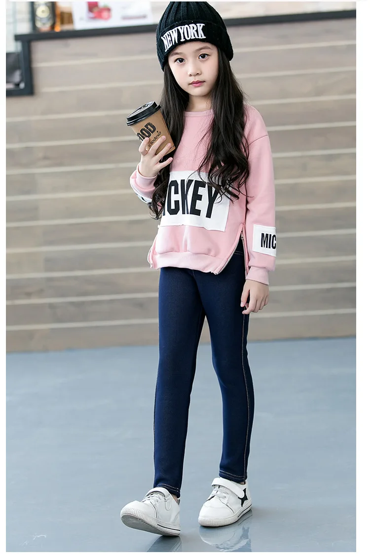 Children's Pants Winter Clothes New Thicker Middle-aged Kids 'Jeans Korean Style Stretch And Cashmere Girls