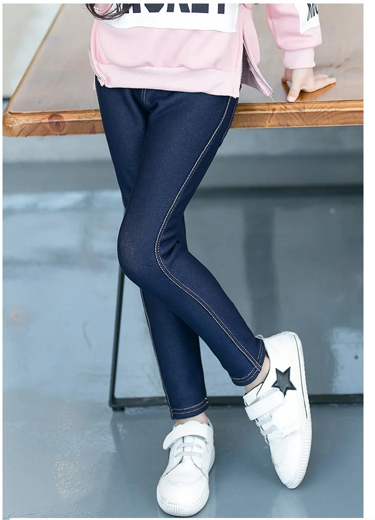 Children's Pants Winter Clothes New Thicker Middle-aged Kids 'Jeans Korean Style Stretch And Cashmere Girls
