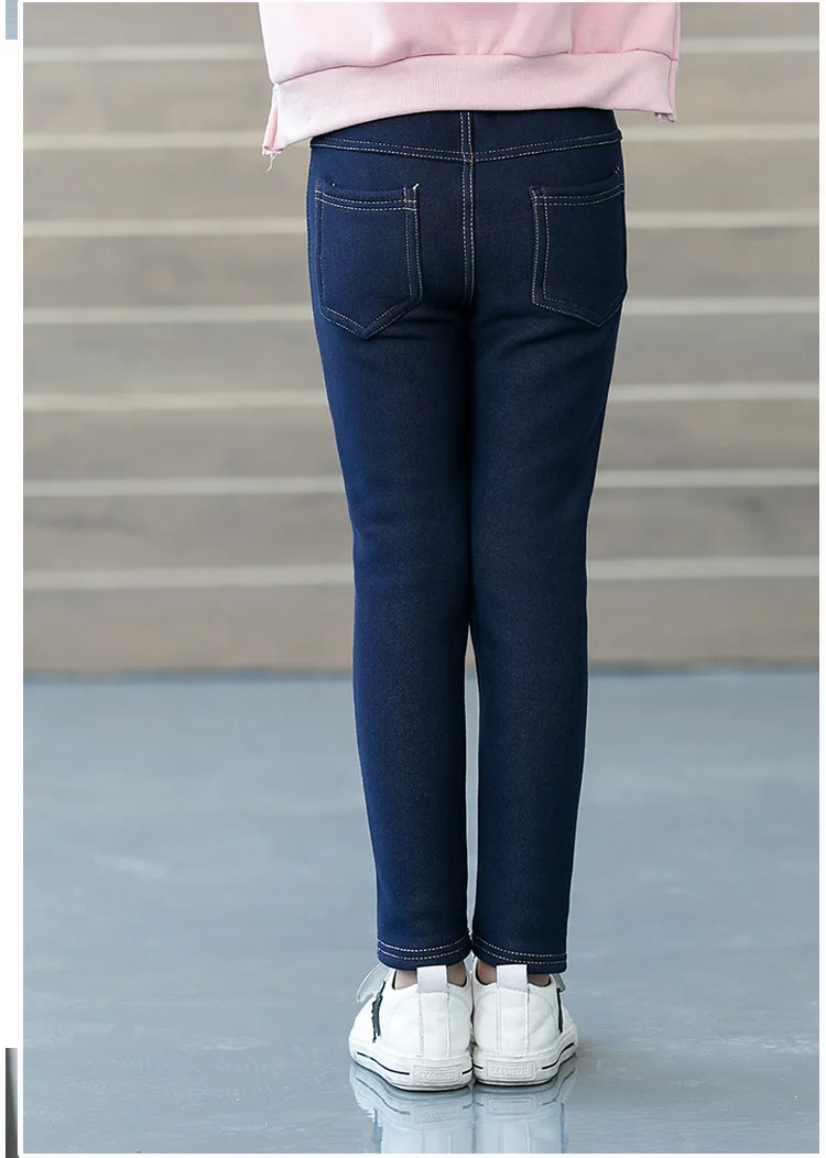 Children's Pants Winter Clothes New Thicker Middle-aged Kids 'Jeans Korean Style Stretch And Cashmere Girls