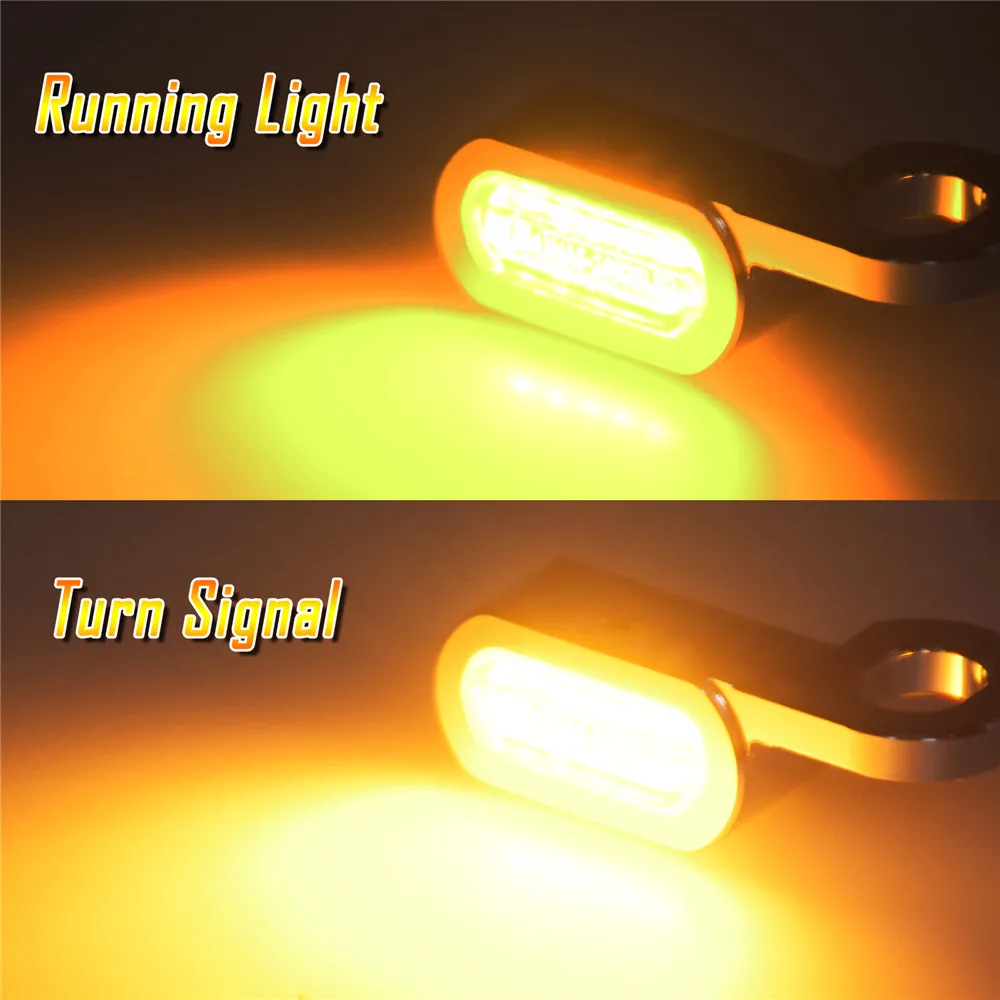 Motorcycle Mini LED Turn Signals Indicators Running Blinker Amber Light With E Mark Handle Grip Lamp For Harley Softail Touring