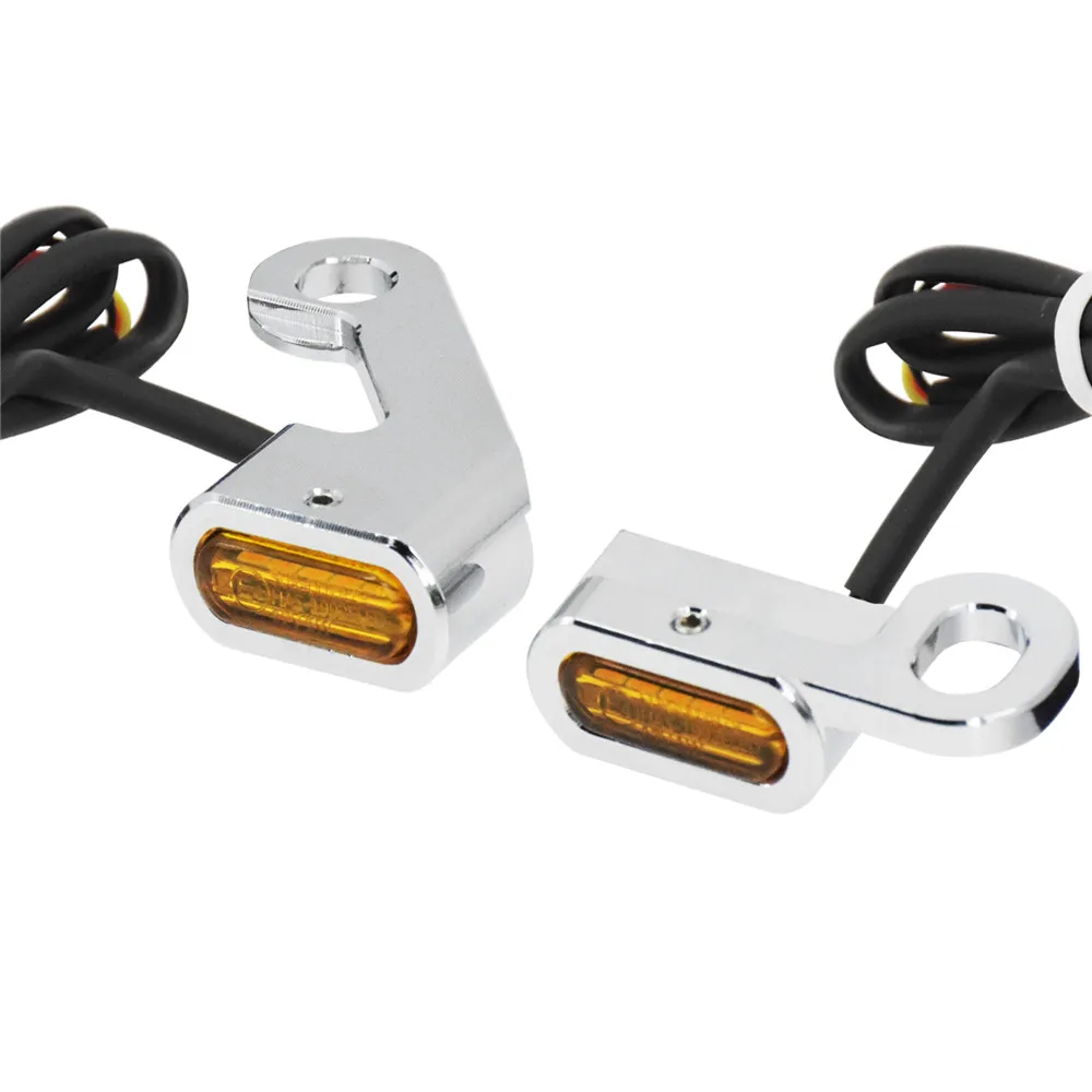 Motorcycle Mini LED Turn Signals Indicators Running Blinker Amber Light With E Mark Handle Grip Lamp For Harley Softail Touring