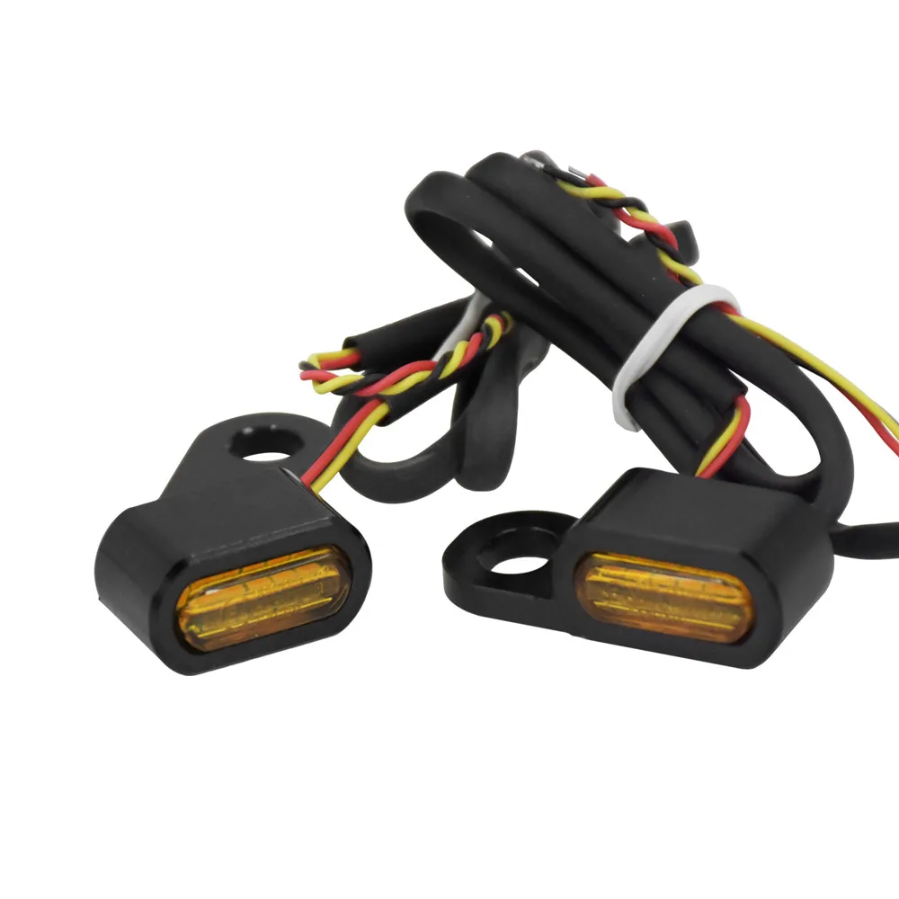 Motorcycle Mini LED Turn Signals Indicators Running Blinker Amber Light With E Mark Handle Grip Lamp For Harley Softail Touring