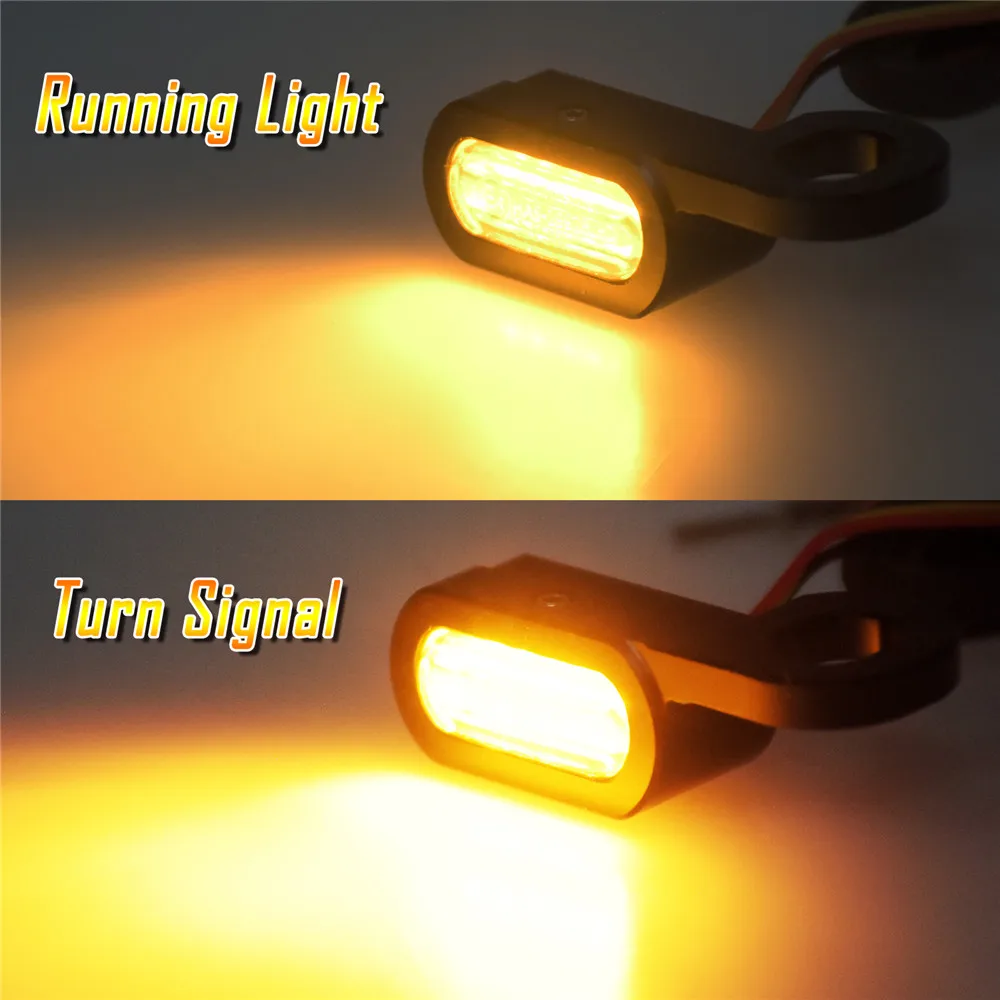 Motorcycle Mini LED Turn Signals Indicators Running Blinker Amber Light With E Mark Handle Grip Lamp For Harley Softail Touring