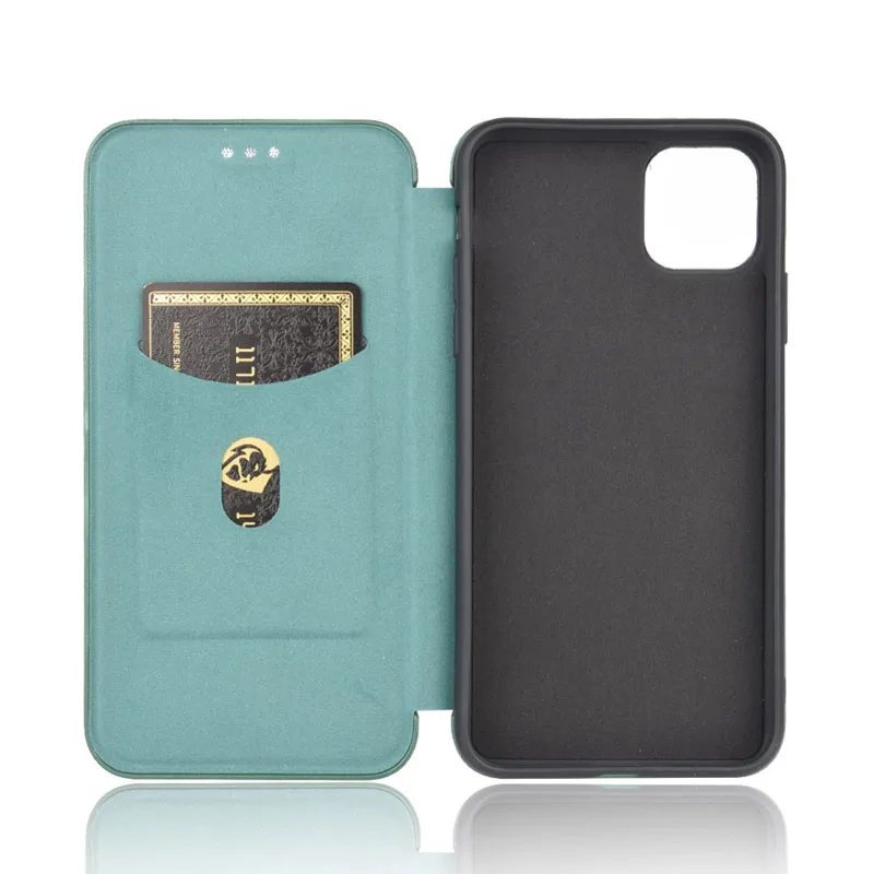 Carbon Fiber Magnetic Flip Cover Case for IPhone 15 14 13 12 Pro Max Mini 11 SE XS XR X Max 6 6S 7 8 Plus Wallet Card Holder