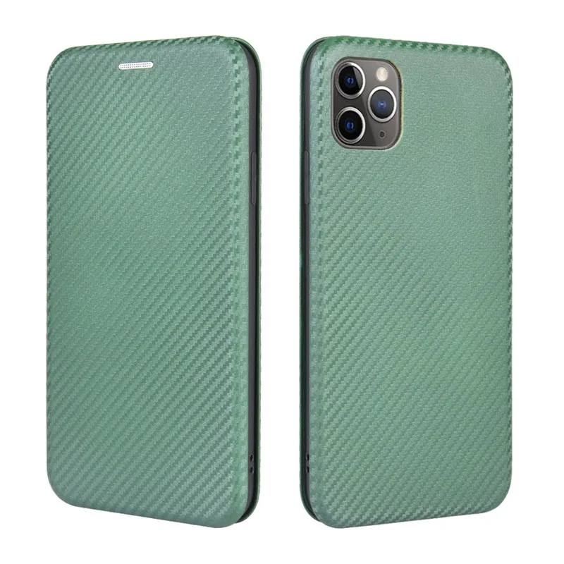 Carbon Fiber Magnetic Flip Cover Case for IPhone 15 14 13 12 Pro Max Mini 11 SE XS XR X Max 6 6S 7 8 Plus Wallet Card Holder