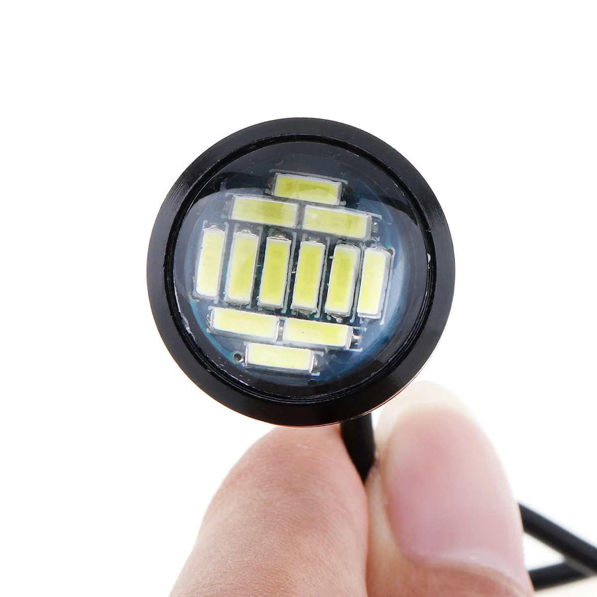 DC 12V 18W Eagle Eye LED 23mm Hawkeye Reverse Backup Light High Power White Car Fog Round DRL Bulb Reverse Parking Signal Lamps