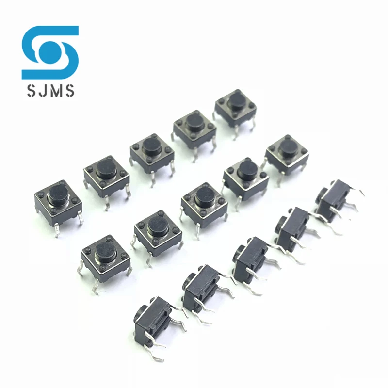 SJMS 20pcs 6*6*4.3 Panel PCB Momentary Tactile Tact Push Button Micro Switch 4 Pin DIP Light Touch 6x6x4.3 mm Micro Switch