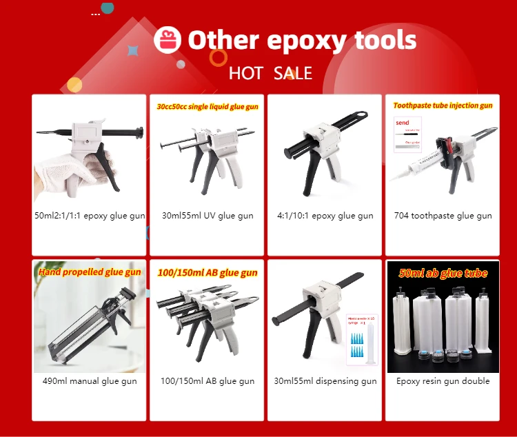 5pcs Epoxy Resin Gun Dual Cartridges Plastic Resin Mixer Dual Cartridges Suitable for 1:1 2:1 10:1 50mlAB Glue Gun
