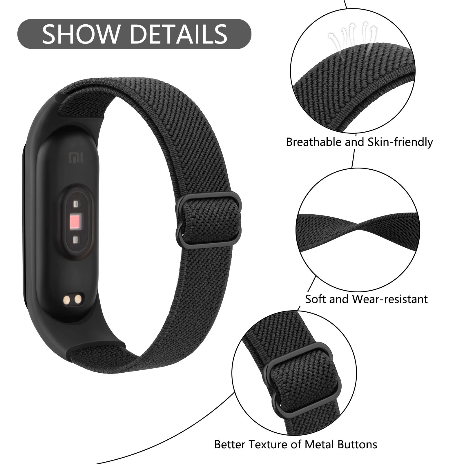 Elastic Nylon Watch Strap For Xiaomi Mi Band 7 6 5 4 3 Band Adjustable Wristband For Xiaomi Mi Band 3 4 5 6 7 Strap Replacement