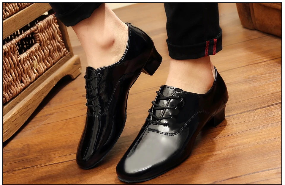 Men's Soft Latin Dance Shoes Modern Dance Plus-Size 2.5cm Heel for Boy Ballroom Tango Children Man Black Dance Shoes Soft Sole