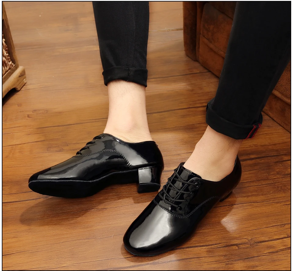 Men's Soft Latin Dance Shoes Modern Dance Plus-Size 2.5cm Heel for Boy Ballroom Tango Children Man Black Dance Shoes Soft Sole