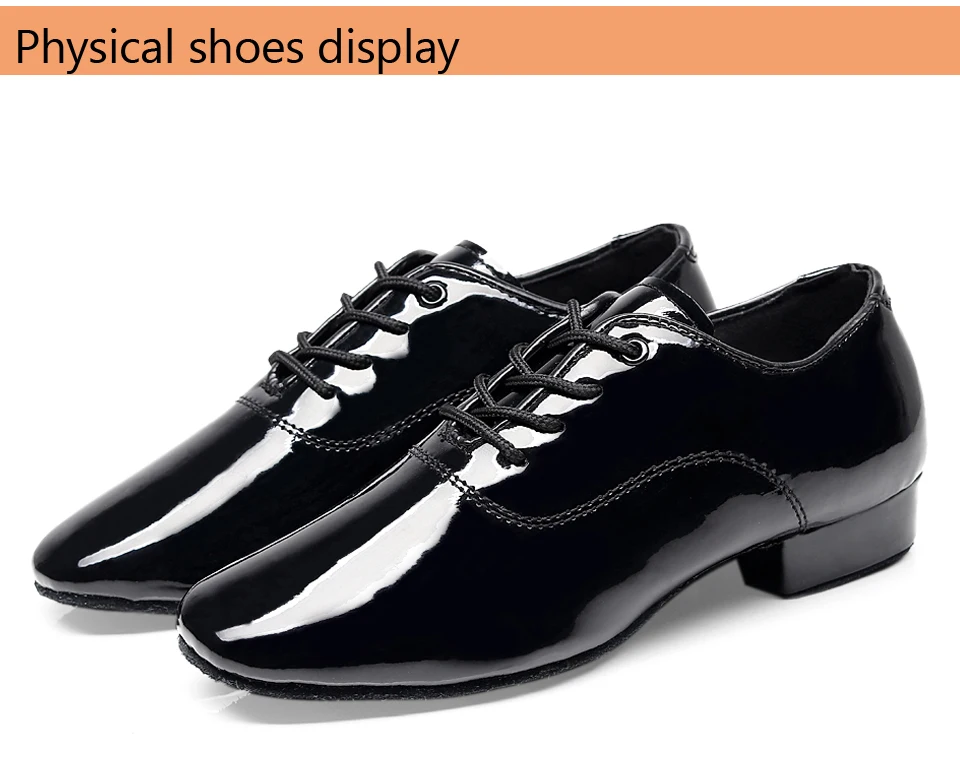 Men's Soft Latin Dance Shoes Modern Dance Plus-Size 2.5cm Heel for Boy Ballroom Tango Children Man Black Dance Shoes Soft Sole