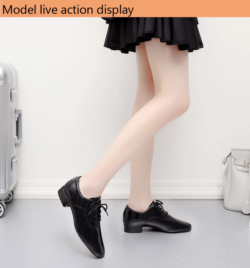 Men's Soft Latin Dance Shoes Modern Dance Plus-Size 2.5cm Heel for Boy Ballroom Tango Children Man Black Dance Shoes Soft Sole