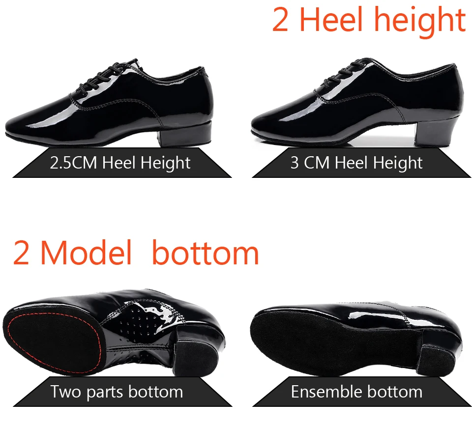 Men's Soft Latin Dance Shoes Modern Dance Plus-Size 2.5cm Heel for Boy Ballroom Tango Children Man Black Dance Shoes Soft Sole