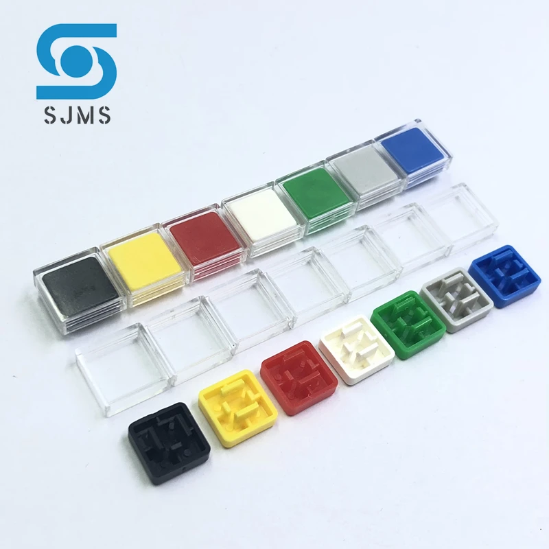 50 Set A14 10x10x5.6mm Long feet Key Caps + Transparent Cover Button Cap Hat Adaptable For 12*12*7.3mm Square Head Touch Switch