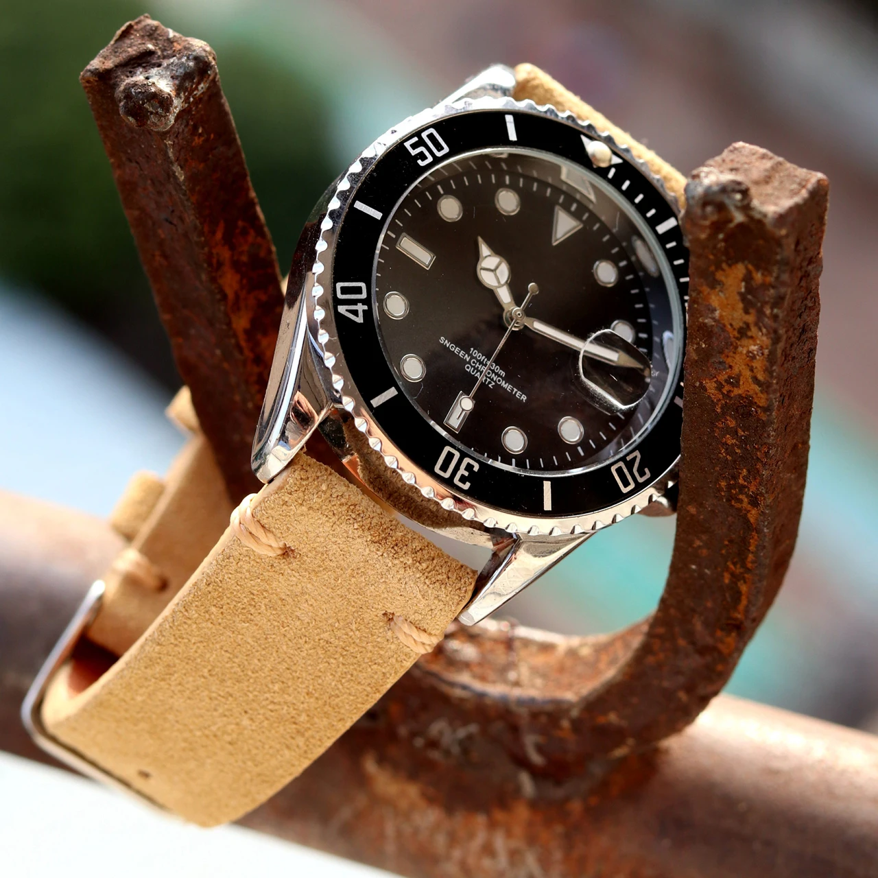 Suede Leather Watch Strap 18mm 19mm 20mm 21mm 22mm 24mm Grey Vintage Band Replacement Wristband Handmade Stitching Watchband