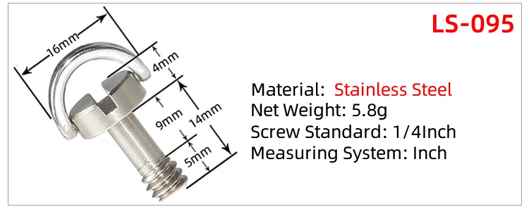 1/4 Quick Release Screw Set Folding D-Ring Screw Set for SLR Camera Photography Tripod Monopod Quick Release Plate