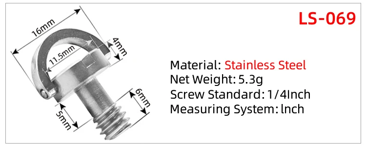 1/4 Quick Release Screw Set Folding D-Ring Screw Set for SLR Camera Photography Tripod Monopod Quick Release Plate