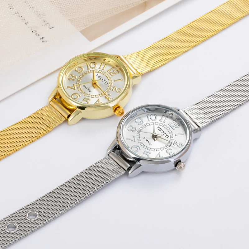 Free Shipping New Fashion Woman Watch Ladies Gold Bracelet Watch Women Mesh Stainless Steel Quartz Watches Gift Relogio Feminino