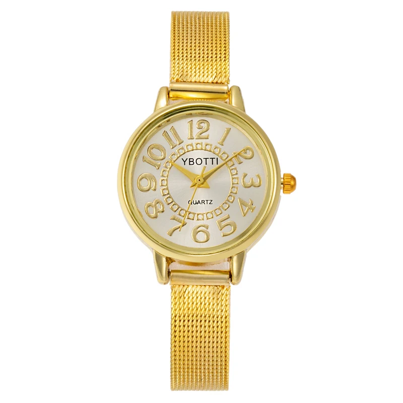 Free Shipping New Fashion Woman Watch Ladies Gold Bracelet Watch Women Mesh Stainless Steel Quartz Watches Gift Relogio Feminino
