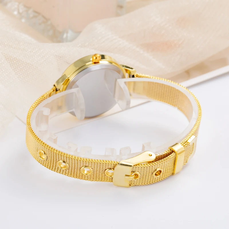 Free Shipping New Fashion Woman Watch Ladies Gold Bracelet Watch Women Mesh Stainless Steel Quartz Watches Gift Relogio Feminino