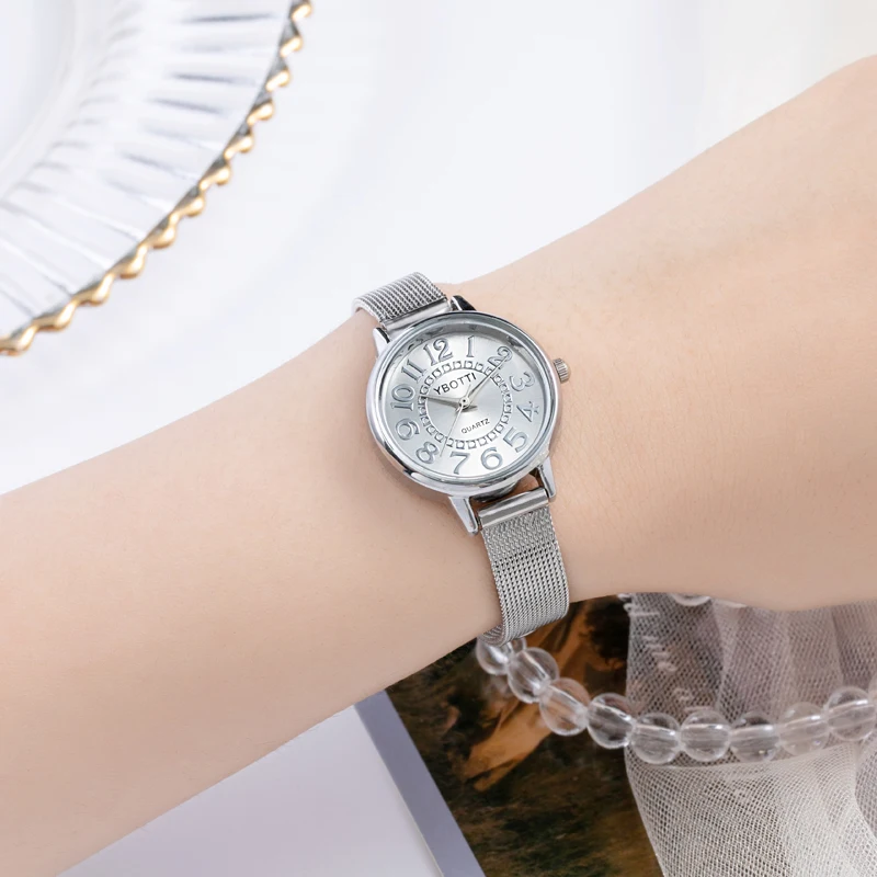 Free Shipping New Fashion Woman Watch Ladies Gold Bracelet Watch Women Mesh Stainless Steel Quartz Watches Gift Relogio Feminino