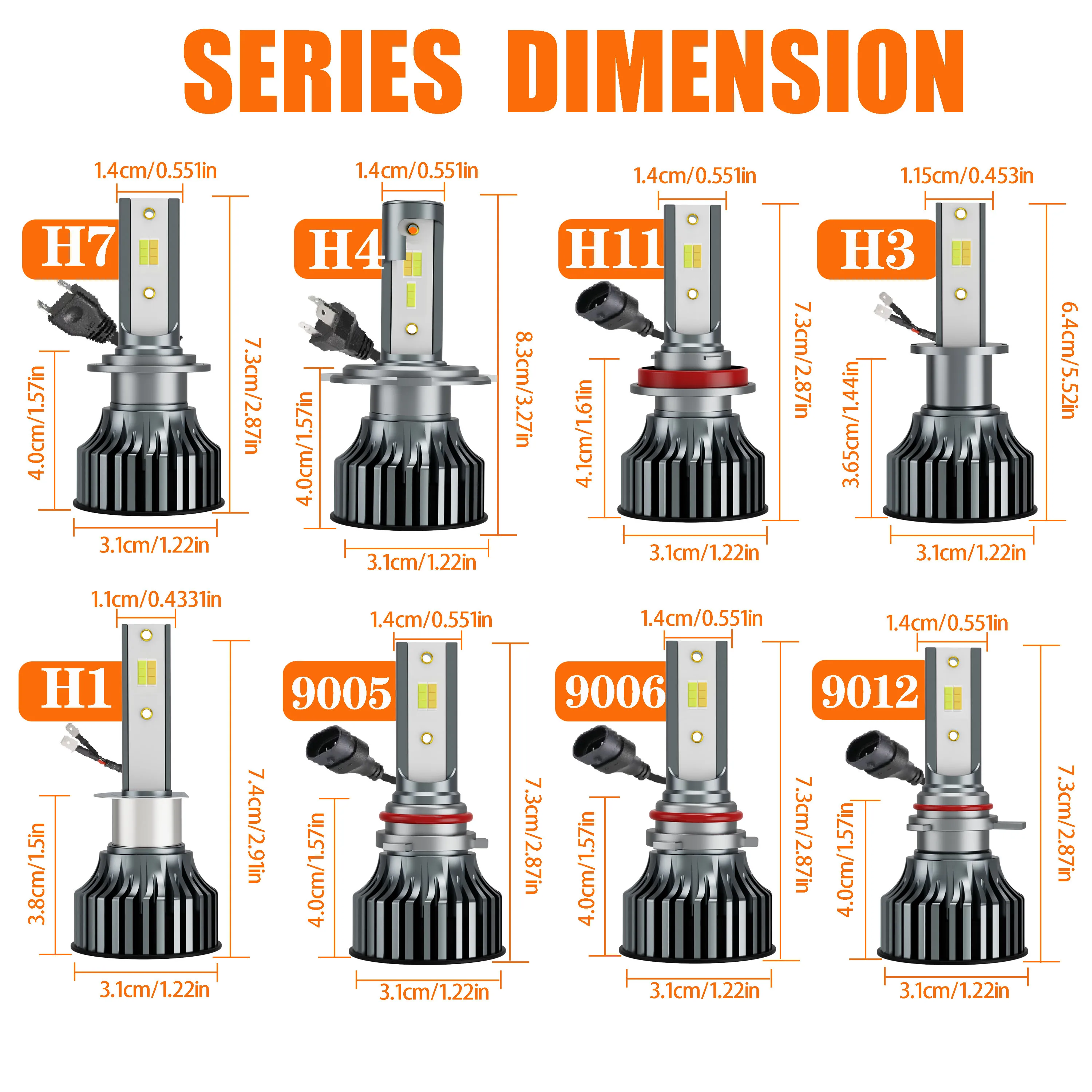 Heyword H4 LED H7 3 Color Changing Car Headlights Fog Lights 3000K 4500K 6500K Flash 80W Auto Lights 2 PCS H1 H3 H11 9005 H13