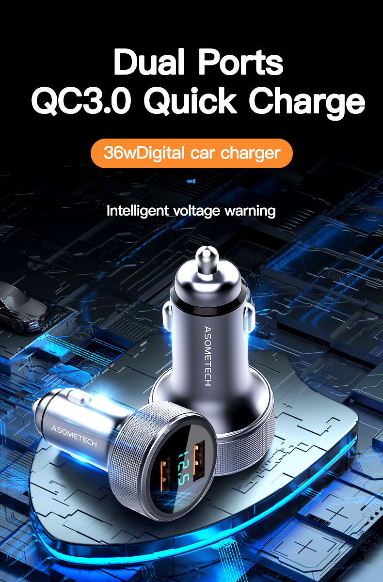 54W USB Car Charger Quick Charge 3.0 Fast Charging Type C QC PD3.0 Mobile Phone Charger Adapter For iPhone Xiaomi Samsung Huawei