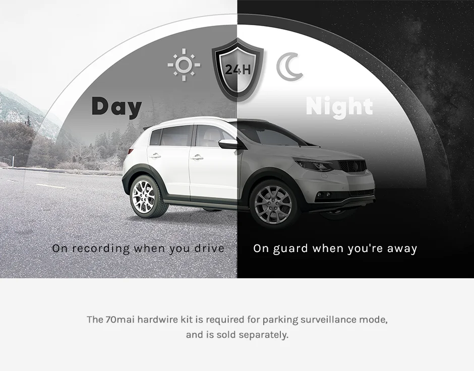 70mai A500S Recorder Car DVR Front Cam A500S 1944P Night Vision 70mai Dash Cam Pro Plus Built-in GPS Wifi Support Rear Cam
