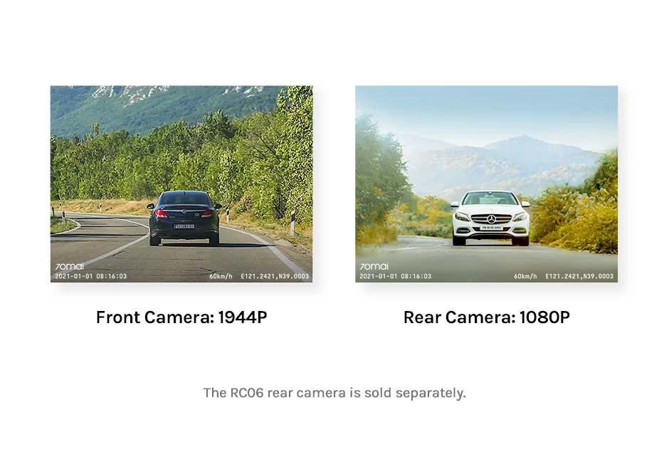 70mai A500S Recorder Car DVR Front Cam A500S 1944P Night Vision 70mai Dash Cam Pro Plus Built-in GPS Wifi Support Rear Cam