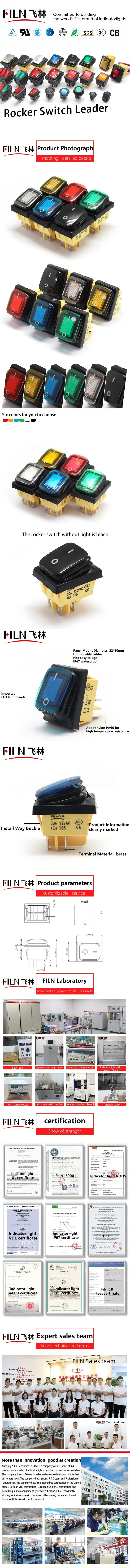 ON-OFF 20A/250V Heavy Duty 4 Pin DPST IP67 Sealed Waterproof T85 Auto Boat Marine Toggle Rocker Switch with LED 12V 220V 30x22
