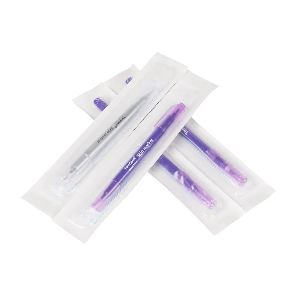Eyebrow skin marker pen white surgical accessory with measuring ruler and microblading positioning