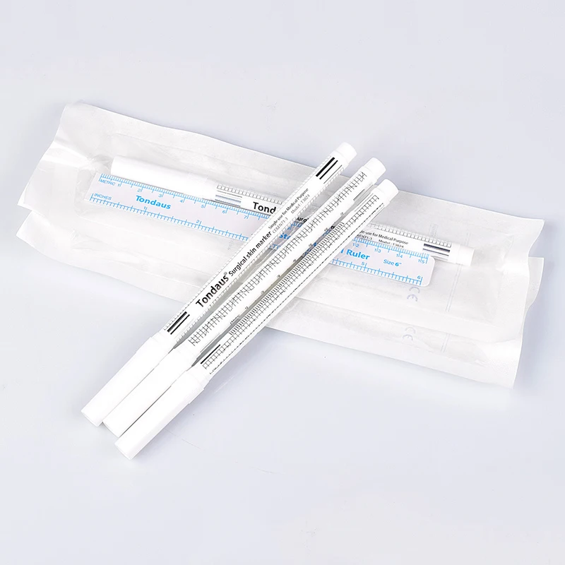 Eyebrow skin marker pen white surgical accessory with measuring ruler and microblading positioning