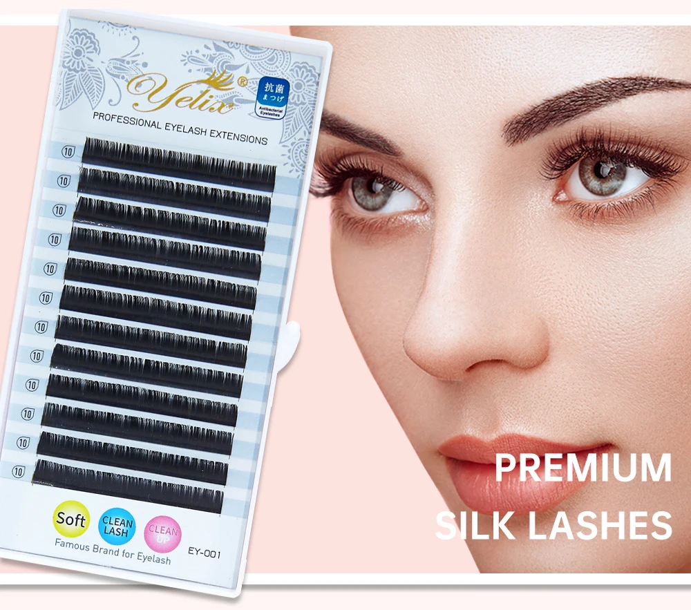 Yelix Professionals Eyelash Extension Silk Lash Extension Individual Lashes Soft Russian Volume Eyelashes Natural Faux Cils