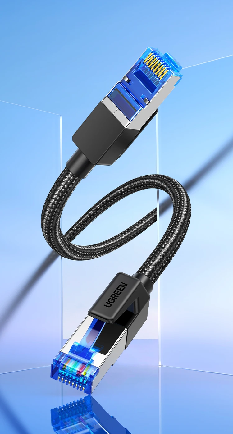 UGREEN Ethernet Cable CAT8 40Gbps 2000MHz CAT 8 Networking Nylon Braided Internet Lan Cord for Laptops PS 4 Router RJ45 Cable