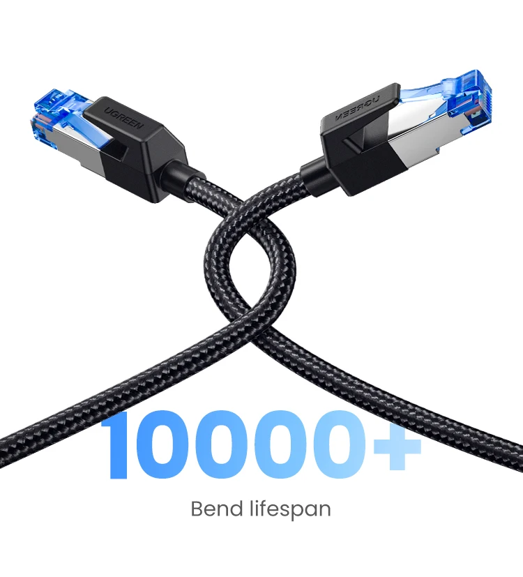 UGREEN Ethernet Cable CAT8 40Gbps 2000MHz CAT 8 Networking Nylon Braided Internet Lan Cord for Laptops PS 4 Router RJ45 Cable