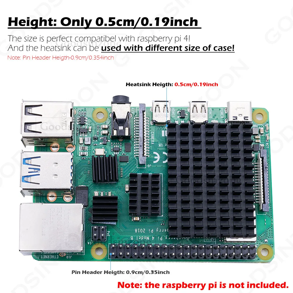 4Pieces/Lot Raspberry Pi 4 B Heatsink, Raspberry Pi Heatsink Aluminum Heatsink with Thermal Tape for Raspberry Pi 4 Model B