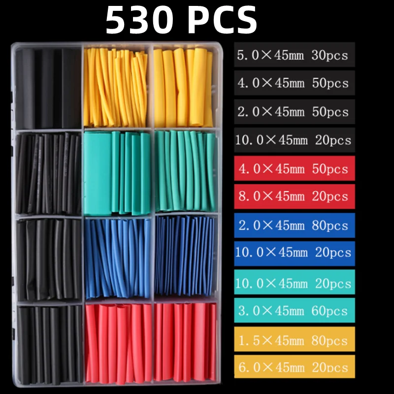 2:1,Heat Shrink Tubing,127-850 PCS,Insulated Polyolefin Sheathed,Electronic DIY Kit,Electrical Connection Tubing,Cable Sleeves