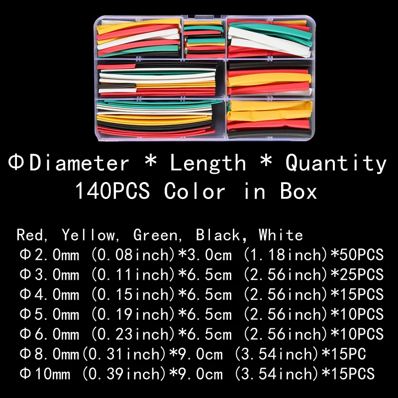 2:1,Heat Shrink Tubing,127-850 PCS,Insulated Polyolefin Sheathed,Electronic DIY Kit,Electrical Connection Tubing,Cable Sleeves