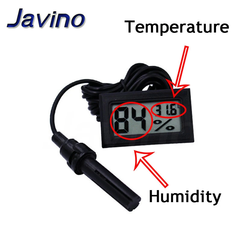 Micro LCD digital thermometer hygrometer indoor convenience temperature sensor hygrometer instrument with cable