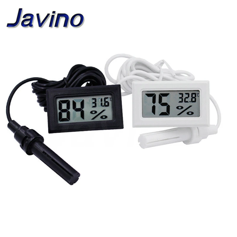 Micro LCD digital thermometer hygrometer indoor convenience temperature sensor hygrometer instrument with cable