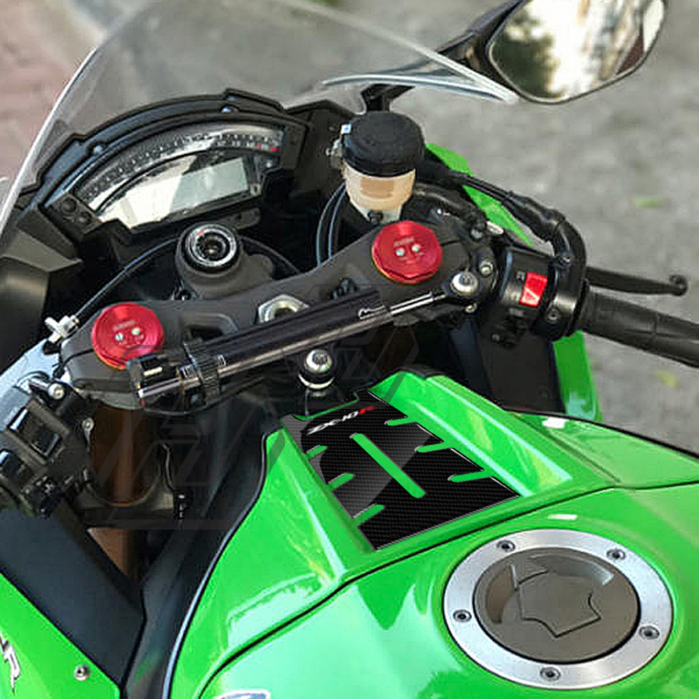 For Kawasaki ZX-10R ZX10R ZX 10R 2011-2017 3D Carbon-look Front Gas Fuel Tank Cover Protector Tank Pad