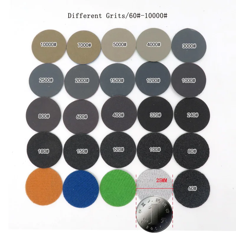 1 Pcs 1 Inch Hand Sanding Block / 5 Pcs 1 Inch Hand Sanding Block + 50 Pcs 1 Inch 25MM Sanding Disc Sandpaper Hook Loop Mixed